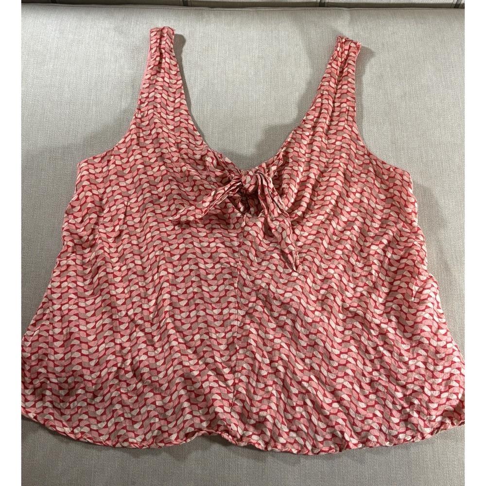 Maeve Anthropologie Womens Retro Rockabilly Tie Neck Top Size Med Geometric